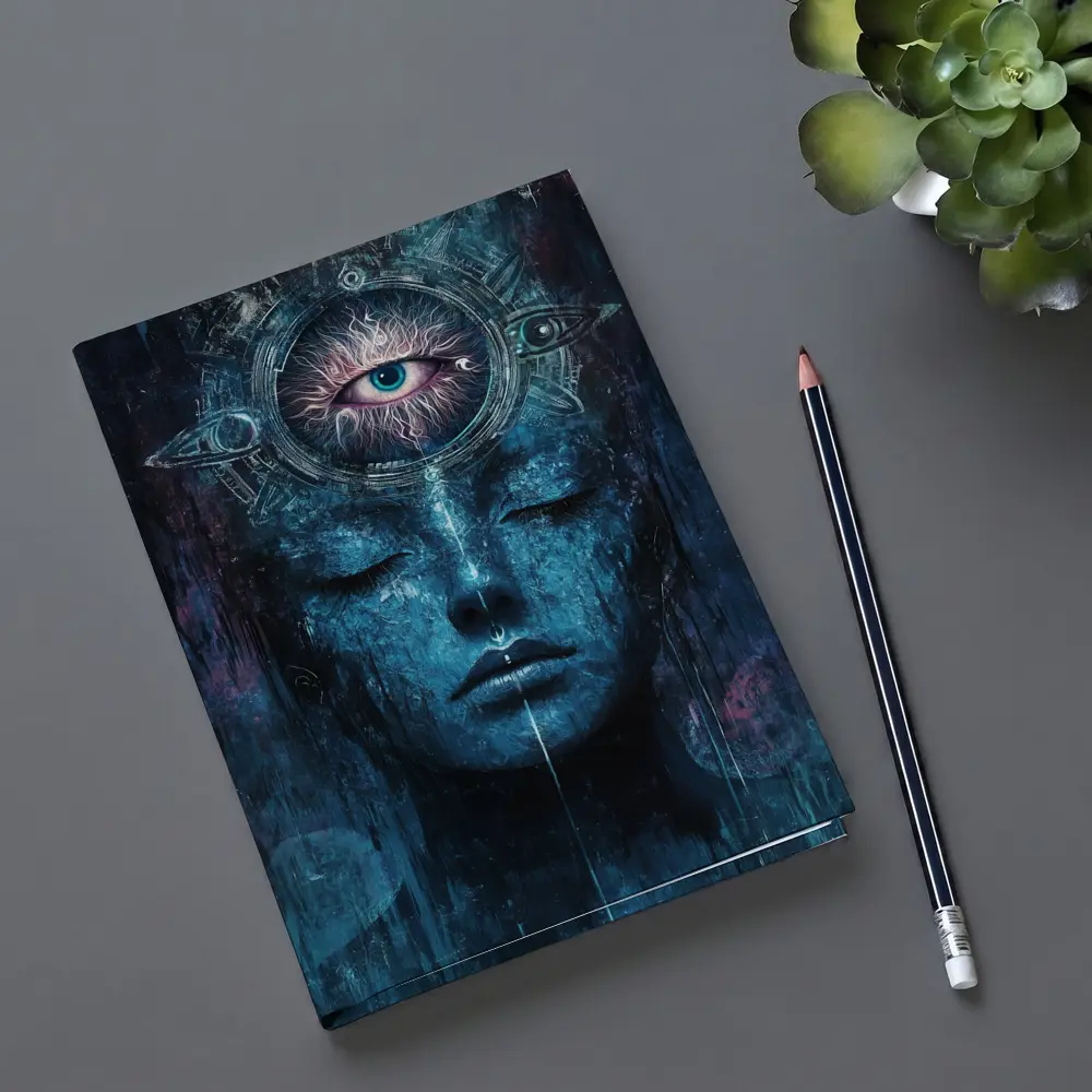 Third Eye Mystic Face Blue Dark Art – Notebooks