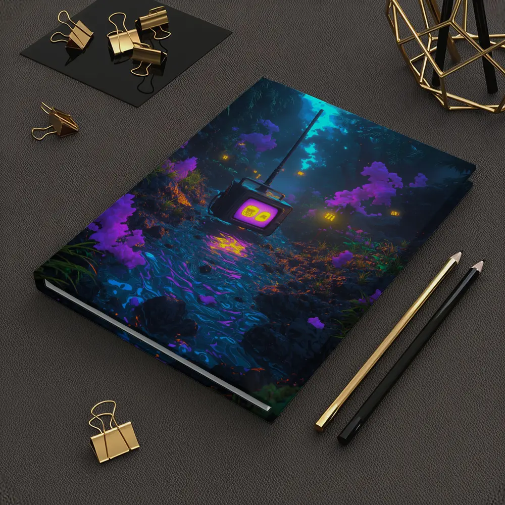 Glowing Retro TV Neon Fantasy Forest – Notebooks