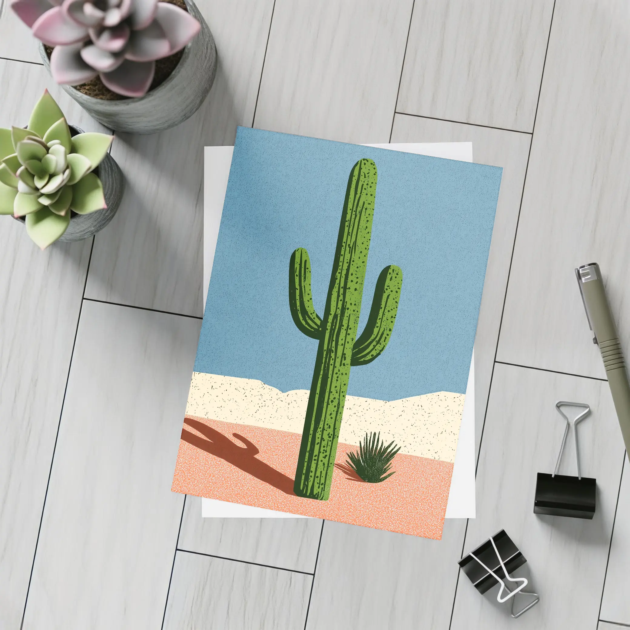Saguaro Cactus Desert Southwest Illustration Art – Postcards