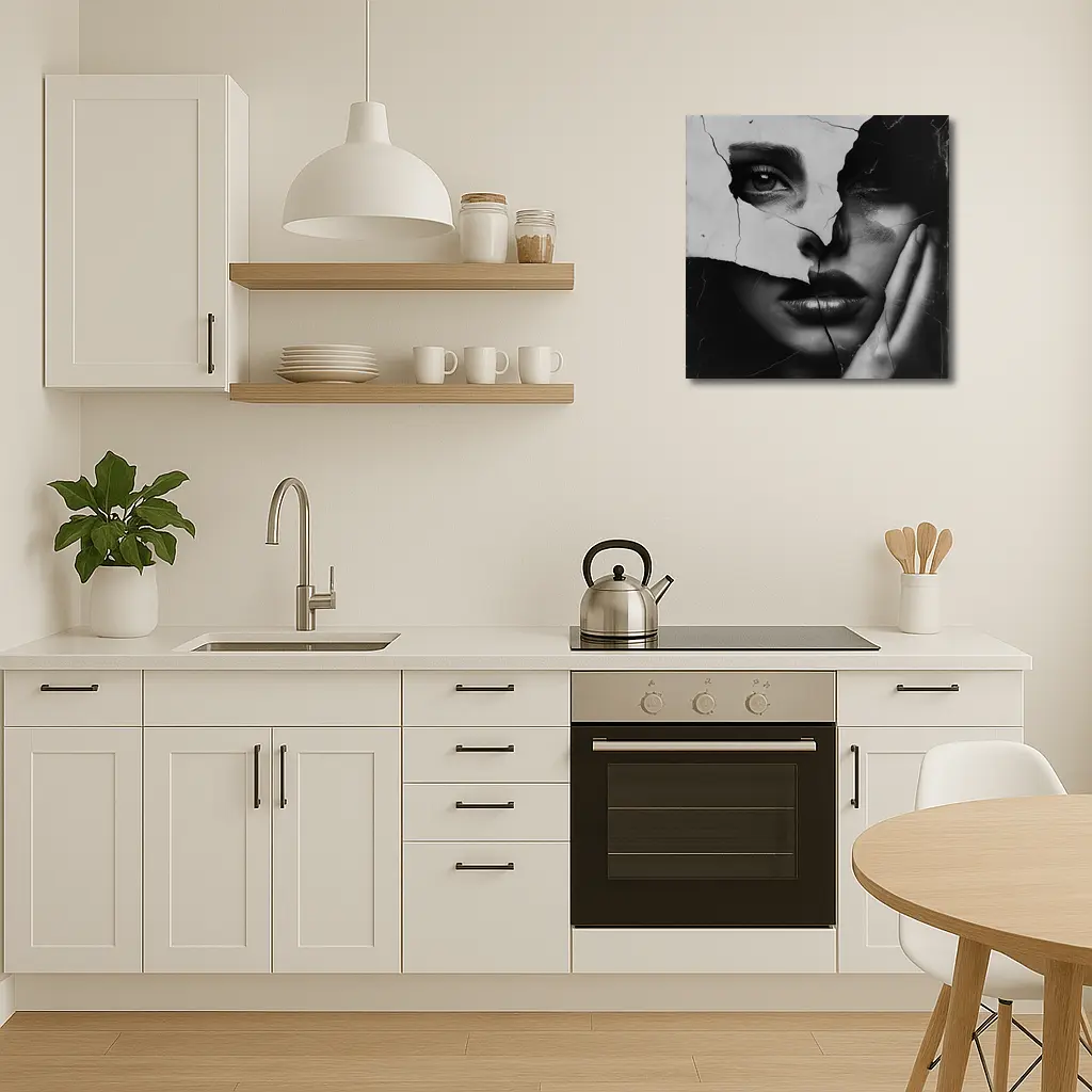 Broken Woman Face Black White Collage Art – Wall Art