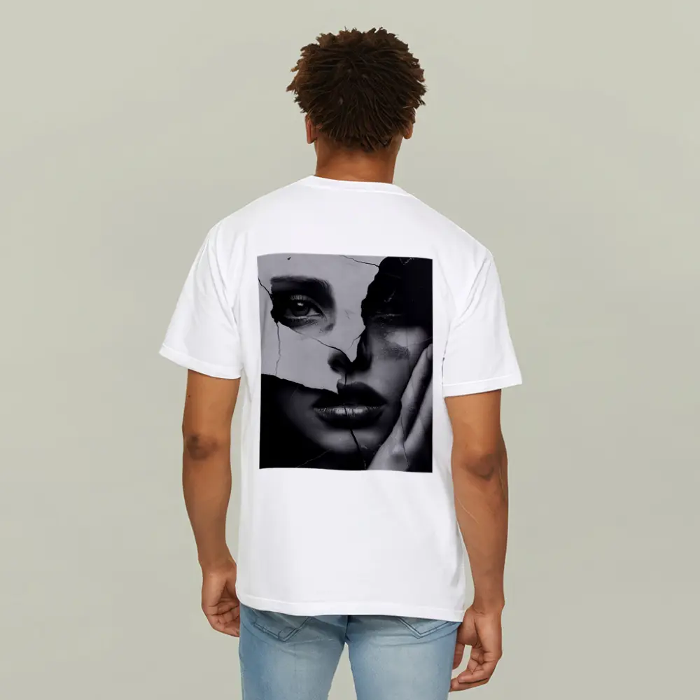Broken Woman Face Black White Collage Art – T-Shirts