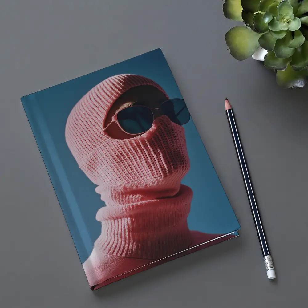 Pink Balaclava Sunglasses Blue Sky Background – Notebooks