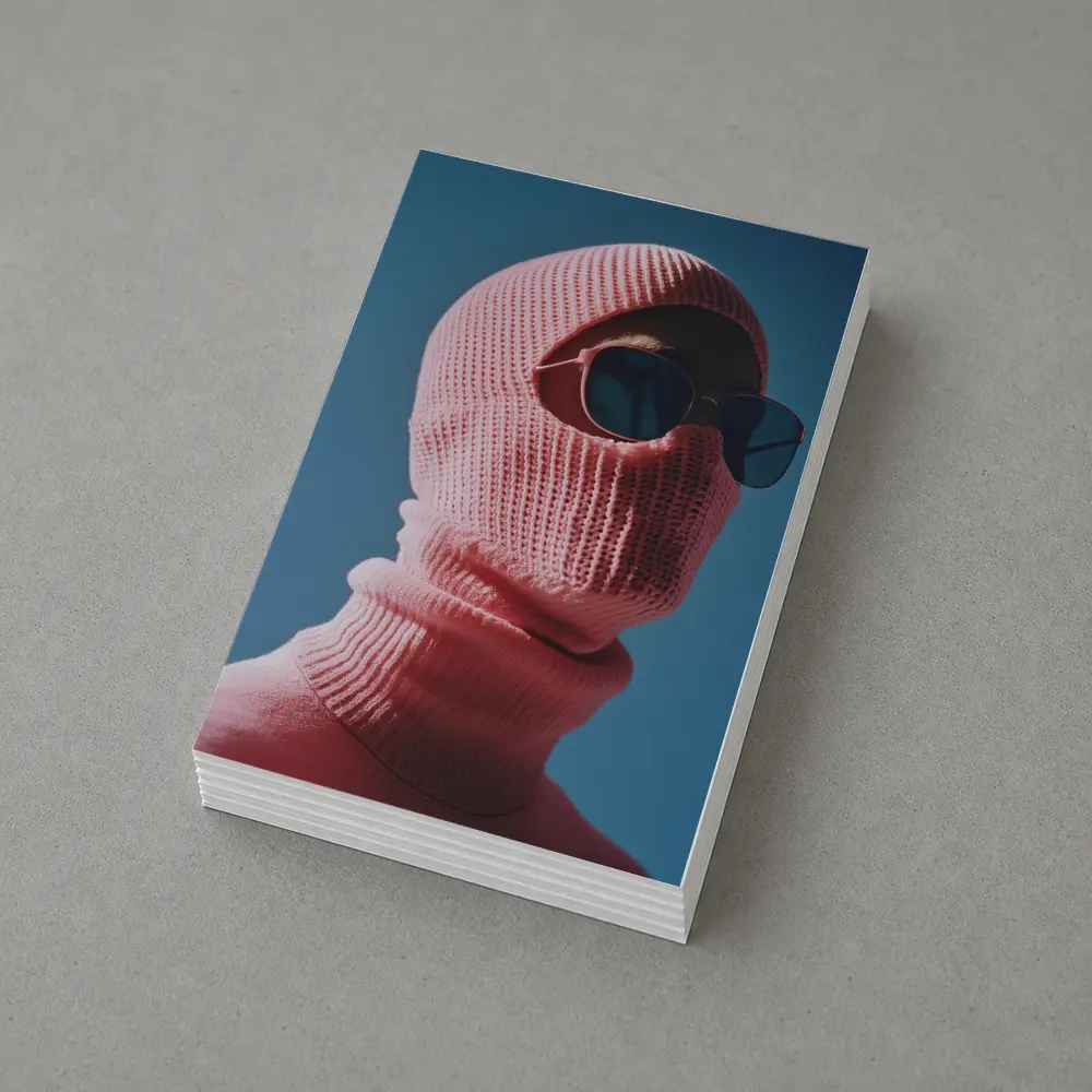 Pink Balaclava Sunglasses Blue Sky Background – Postcards