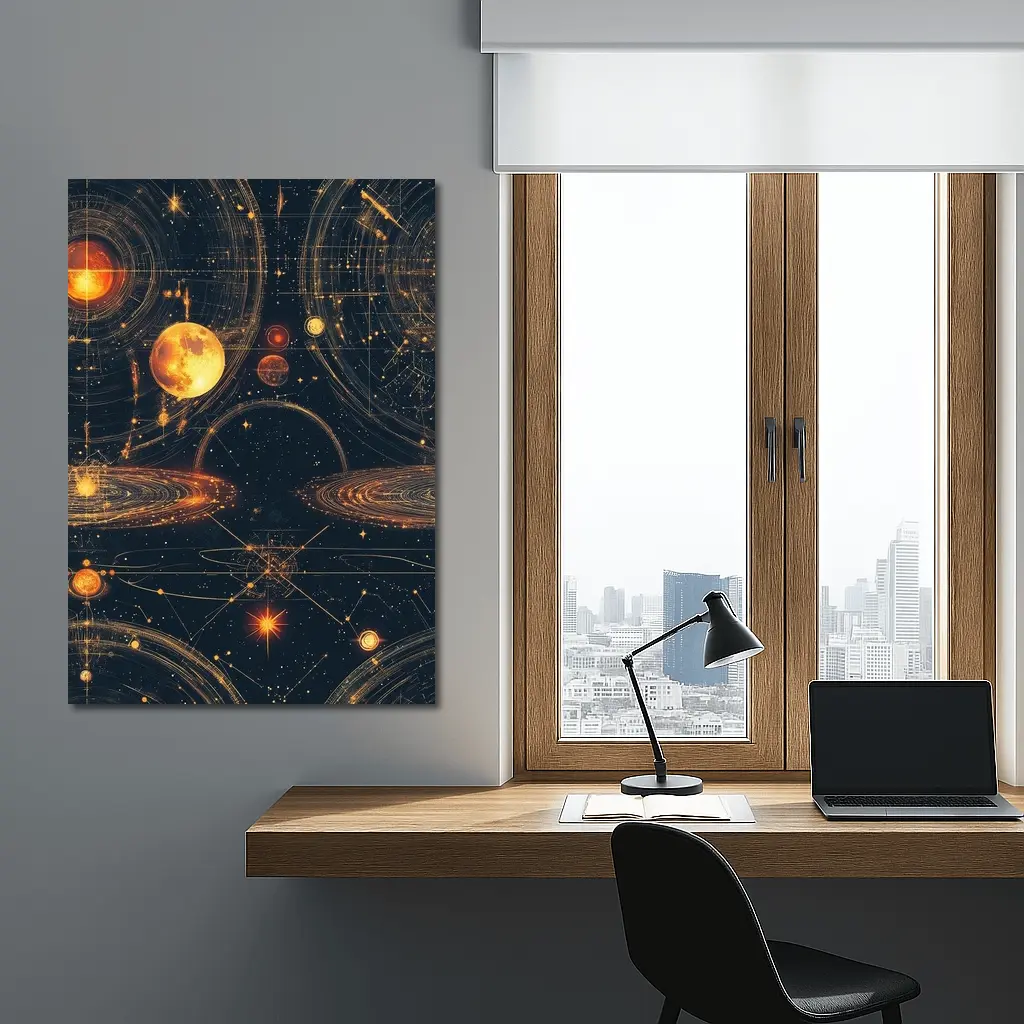 Solar System Planets Golden Space Art – Wall Art