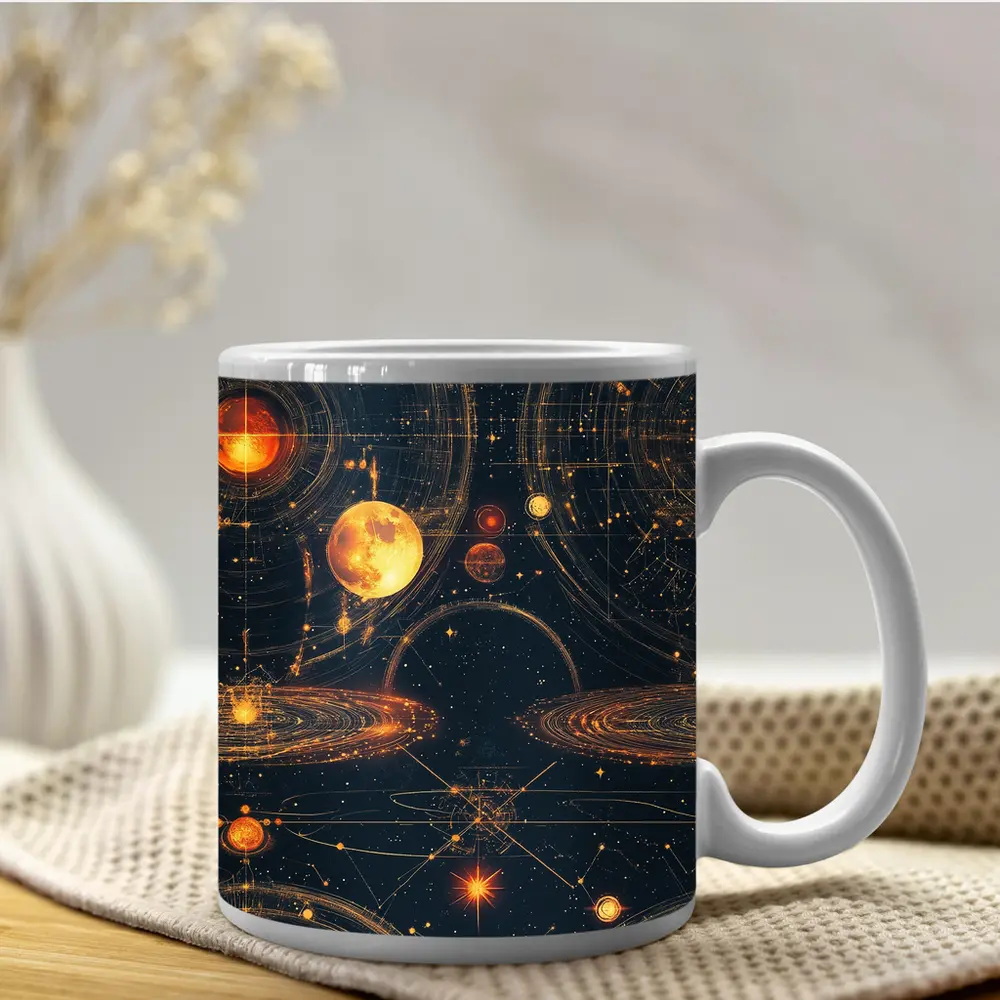 Solar System Planets Golden Space Art – Mugs
