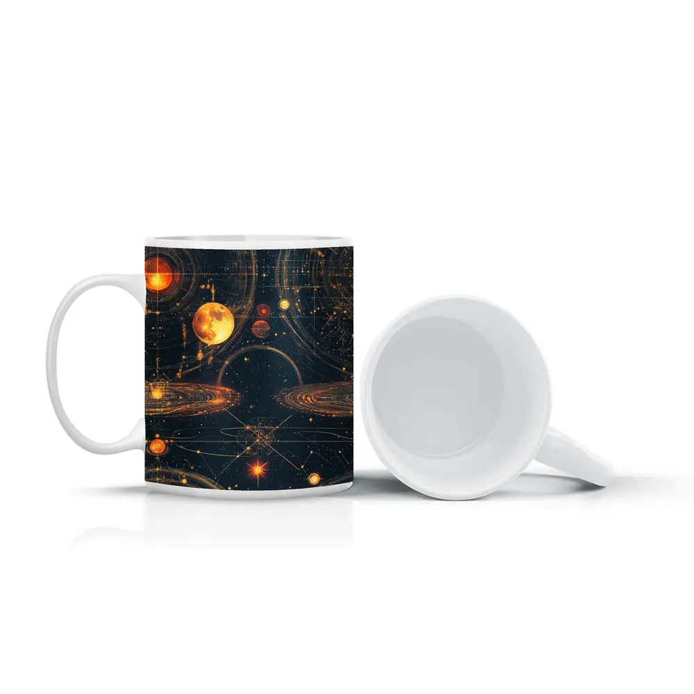 Solar System Planets Golden Space Art – Mugs