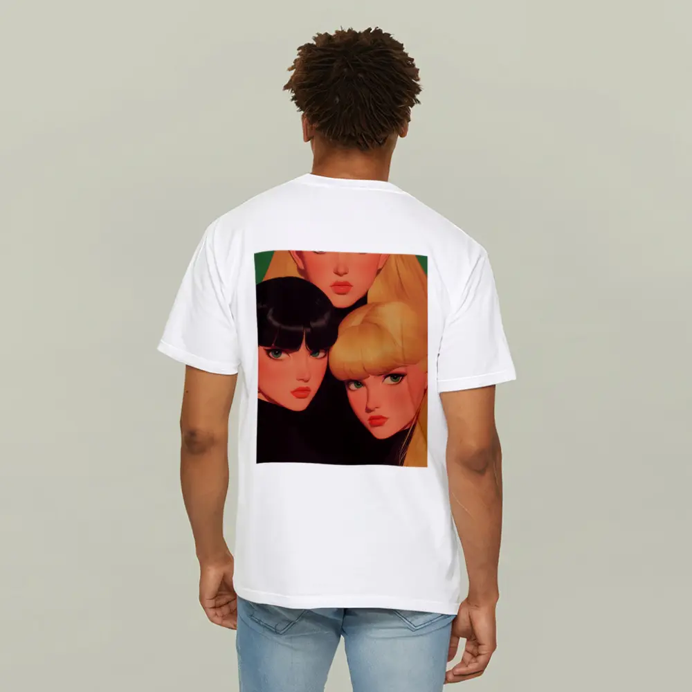 Three Women Illustration Green Background Pop Art – T-Shirts