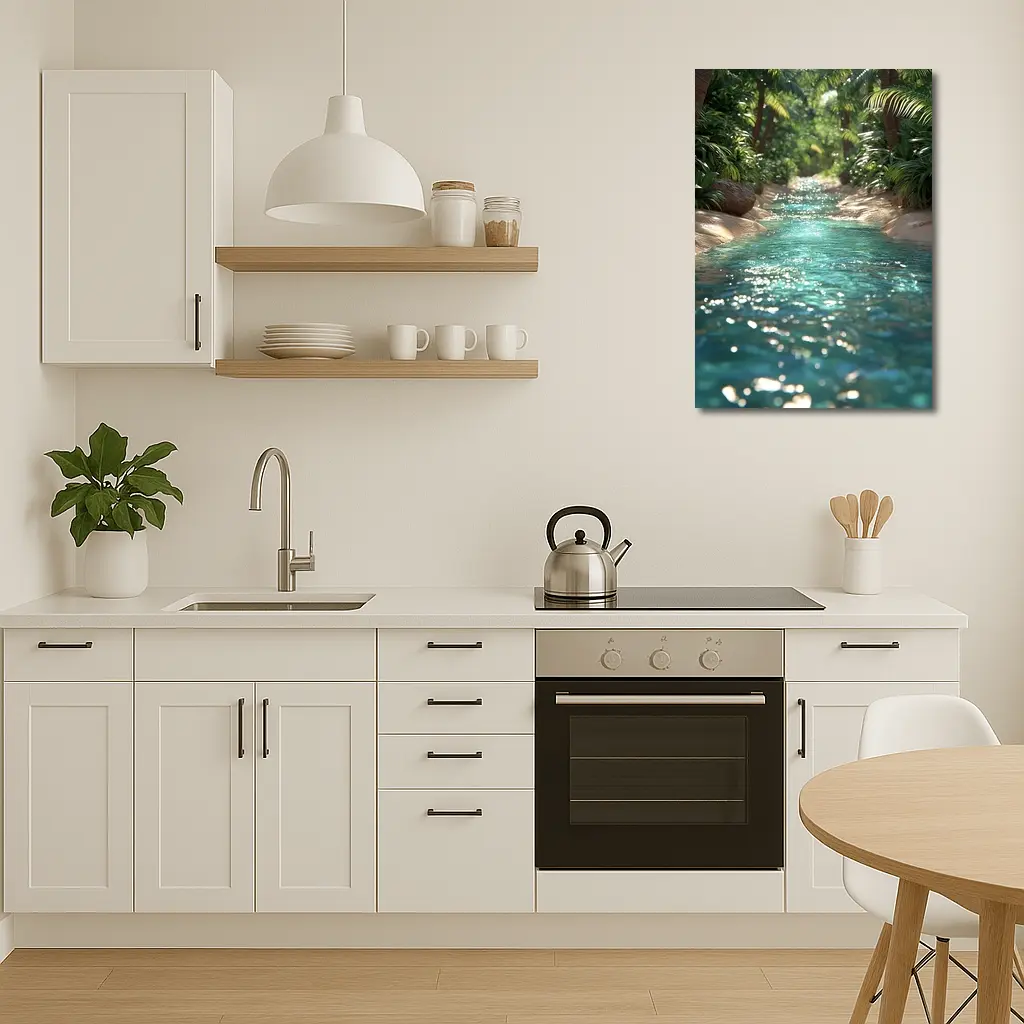 Tropical Stream Through Lush Palm Forest – Wall Art