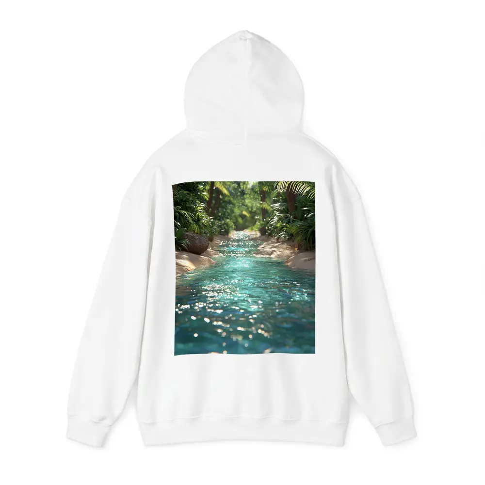 Tropical Stream Through Lush Palm Forest – Hoodies