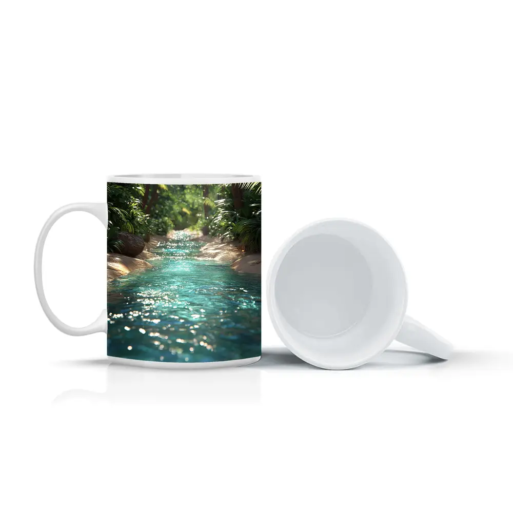 Tropical Stream Through Lush Palm Forest – Mugs
