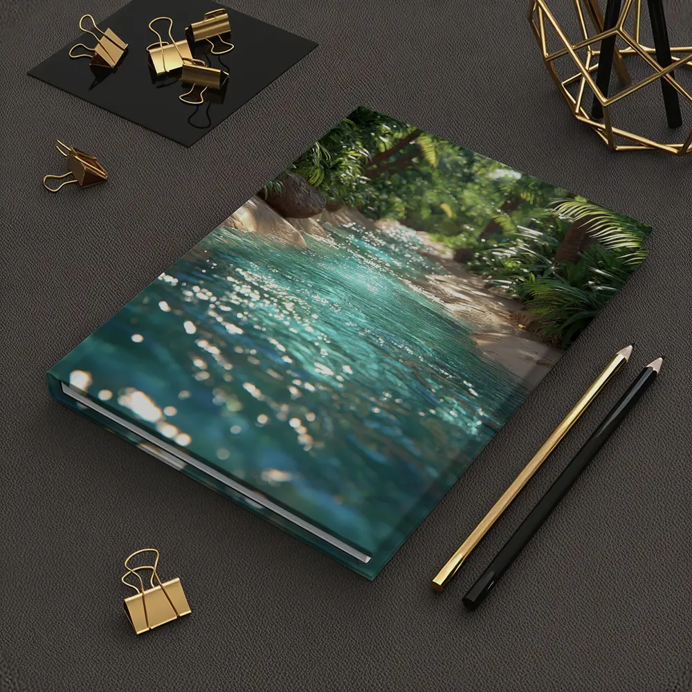Tropical Stream Through Lush Palm Forest – Notebooks