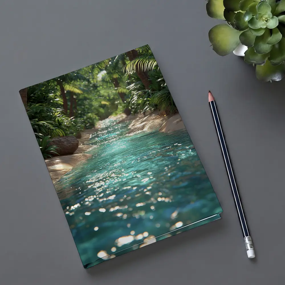 Tropical Stream Through Lush Palm Forest – Notebooks