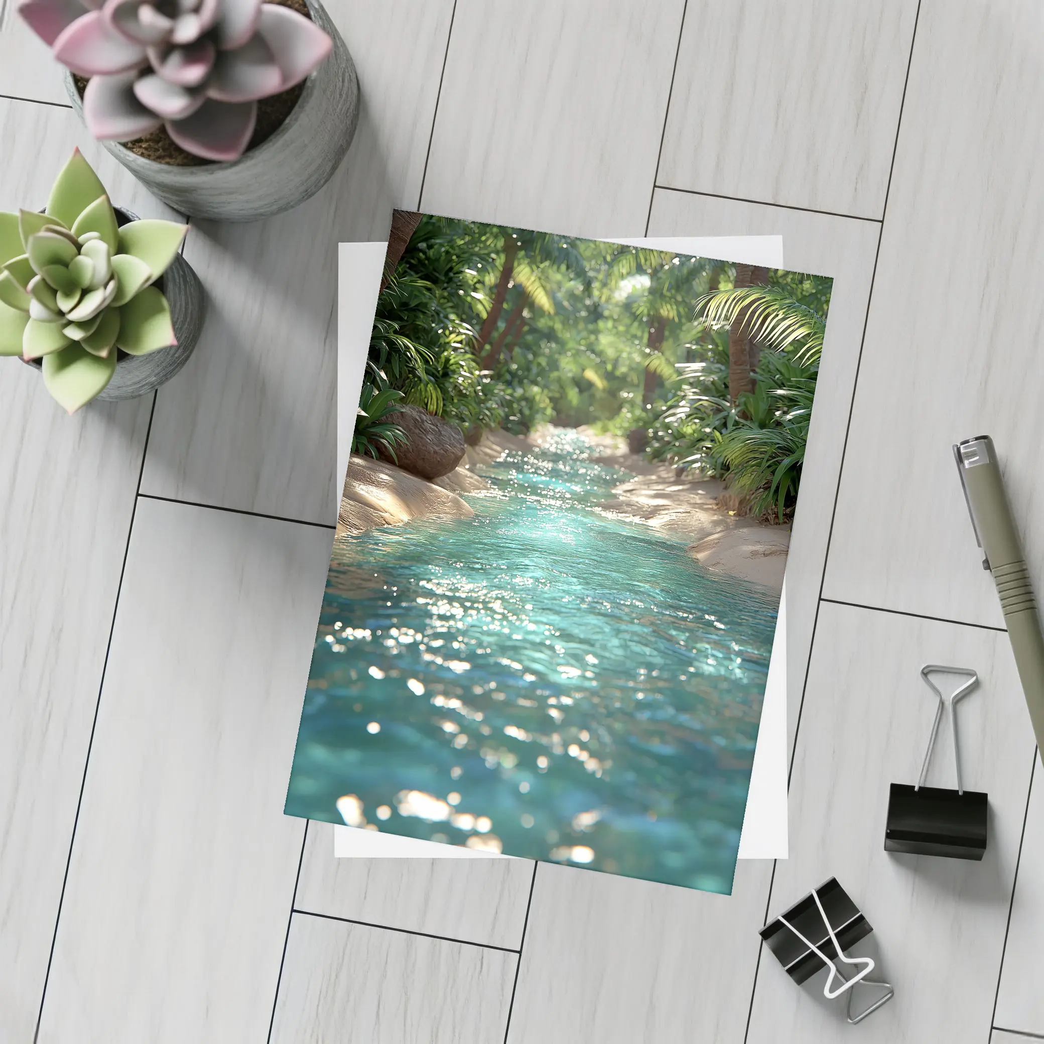 Tropical Stream Through Lush Palm Forest – Postcards