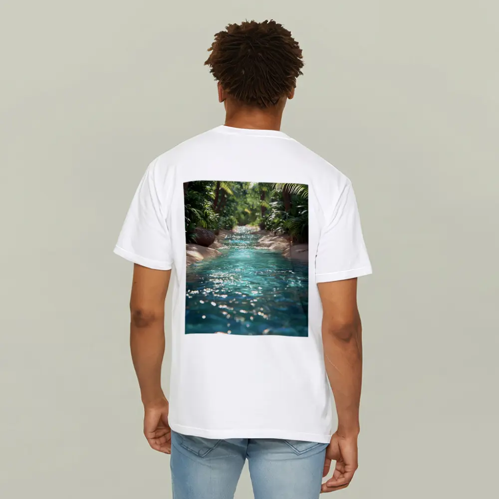 Tropical Stream Through Lush Palm Forest – T-Shirts