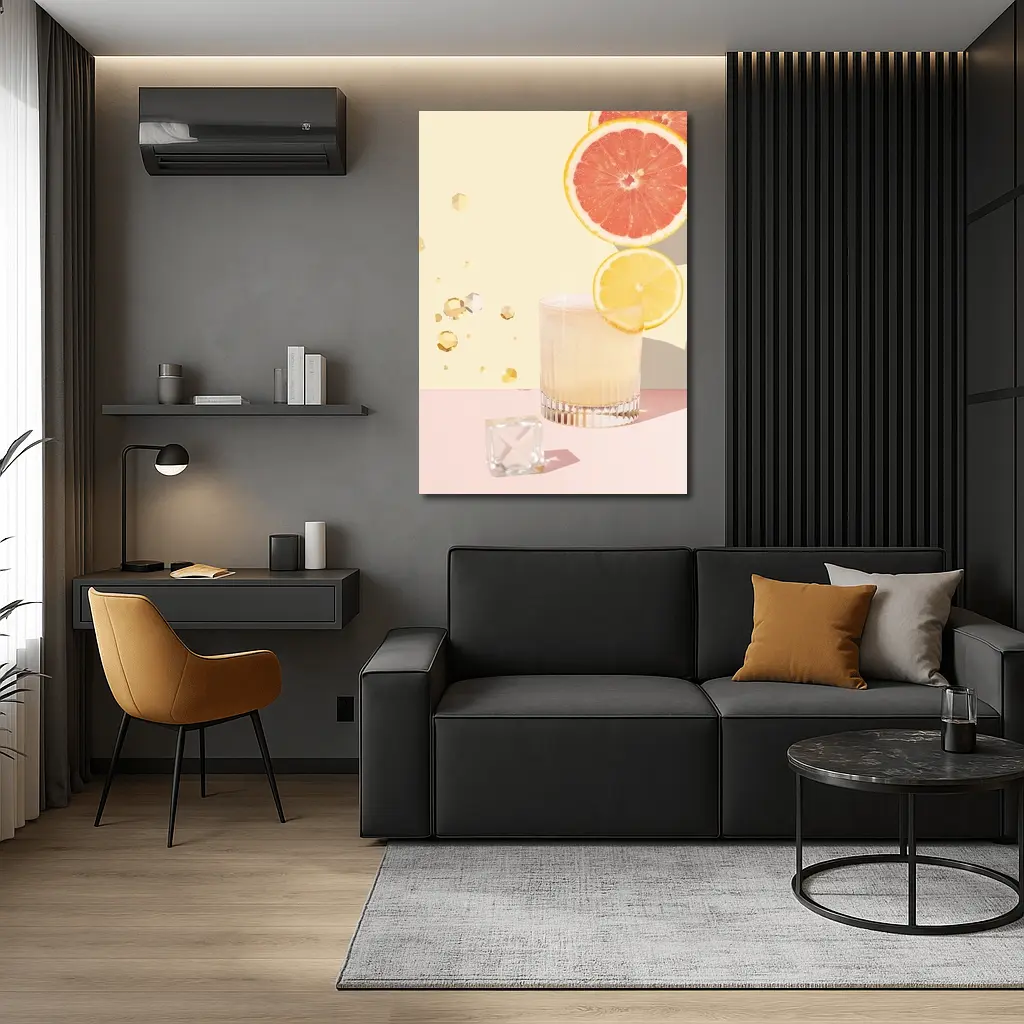 Citrus Cocktail Glass Pink Pastel Background – Wall Art