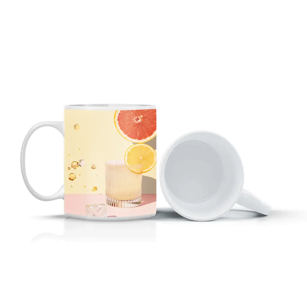 Citrus Cocktail Glass Pink Pastel Background – Mugs