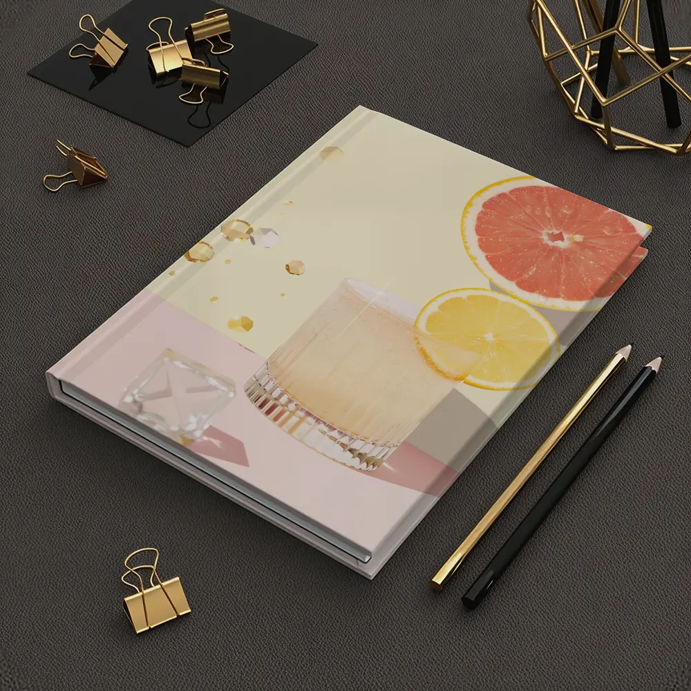 Citrus Cocktail Glass Pink Pastel Background – Notebooks