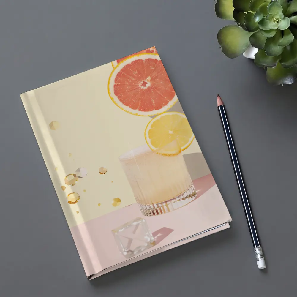 Citrus Cocktail Glass Pink Pastel Background – Notebooks