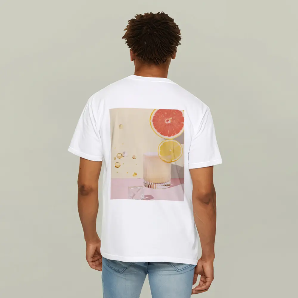 Citrus Cocktail Glass Pink Pastel Background – T-Shirts