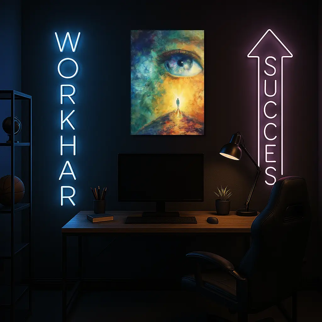 Giant Eye Human Silhouette Surreal Oil Painting – Wall Art