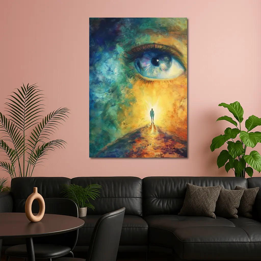 Giant Eye Human Silhouette Surreal Oil Painting – Wall Art