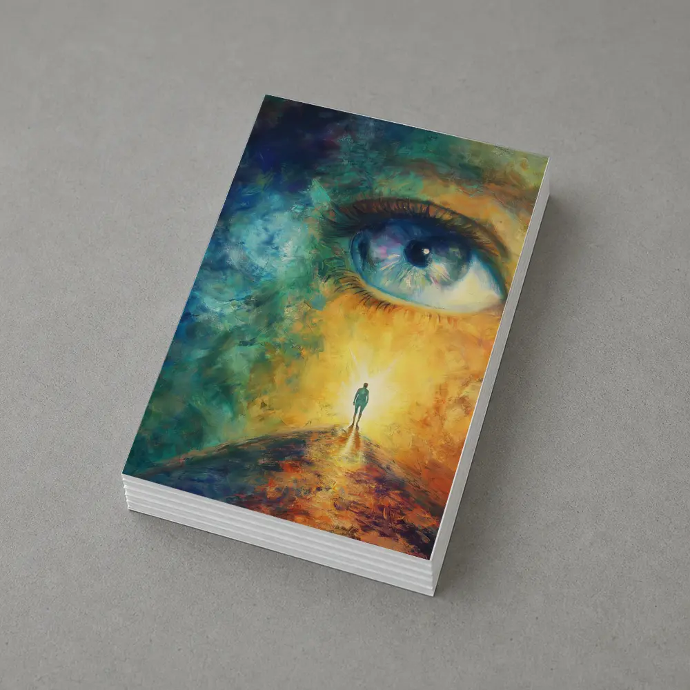 Giant Eye Human Silhouette Surreal Oil Painting – Postcards