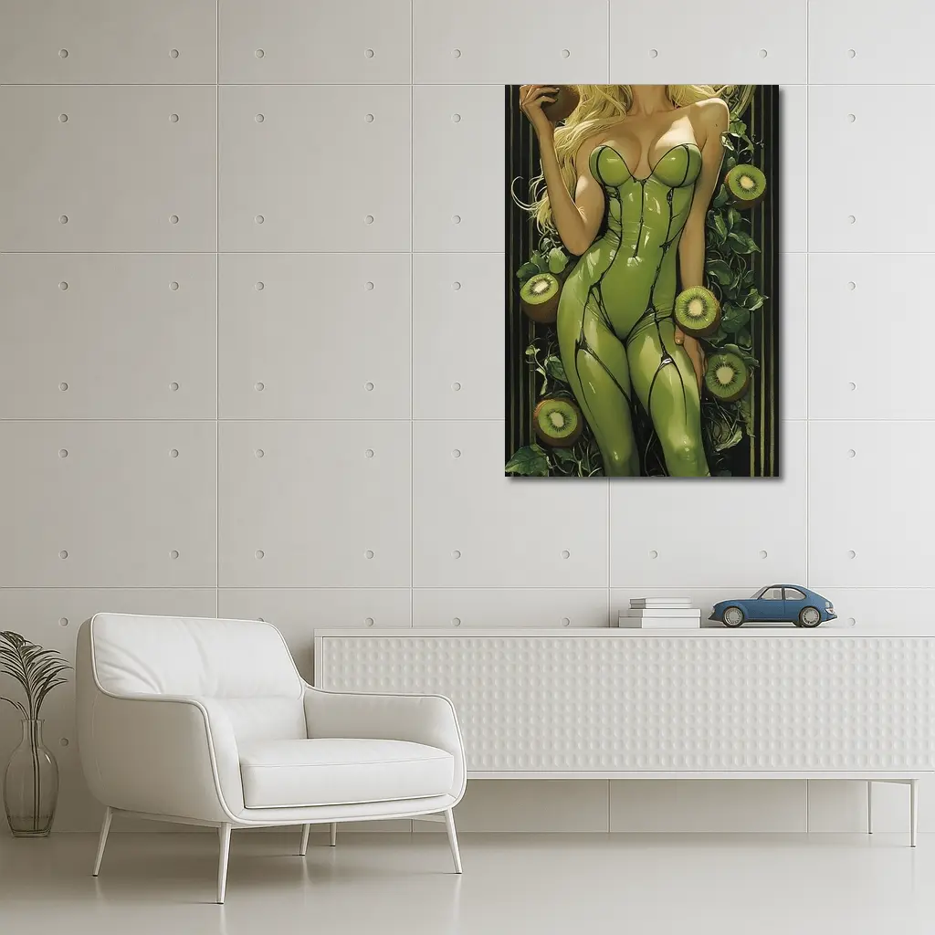 Art Nouveau Blonde Woman Kiwi Green Suit – Wall Art