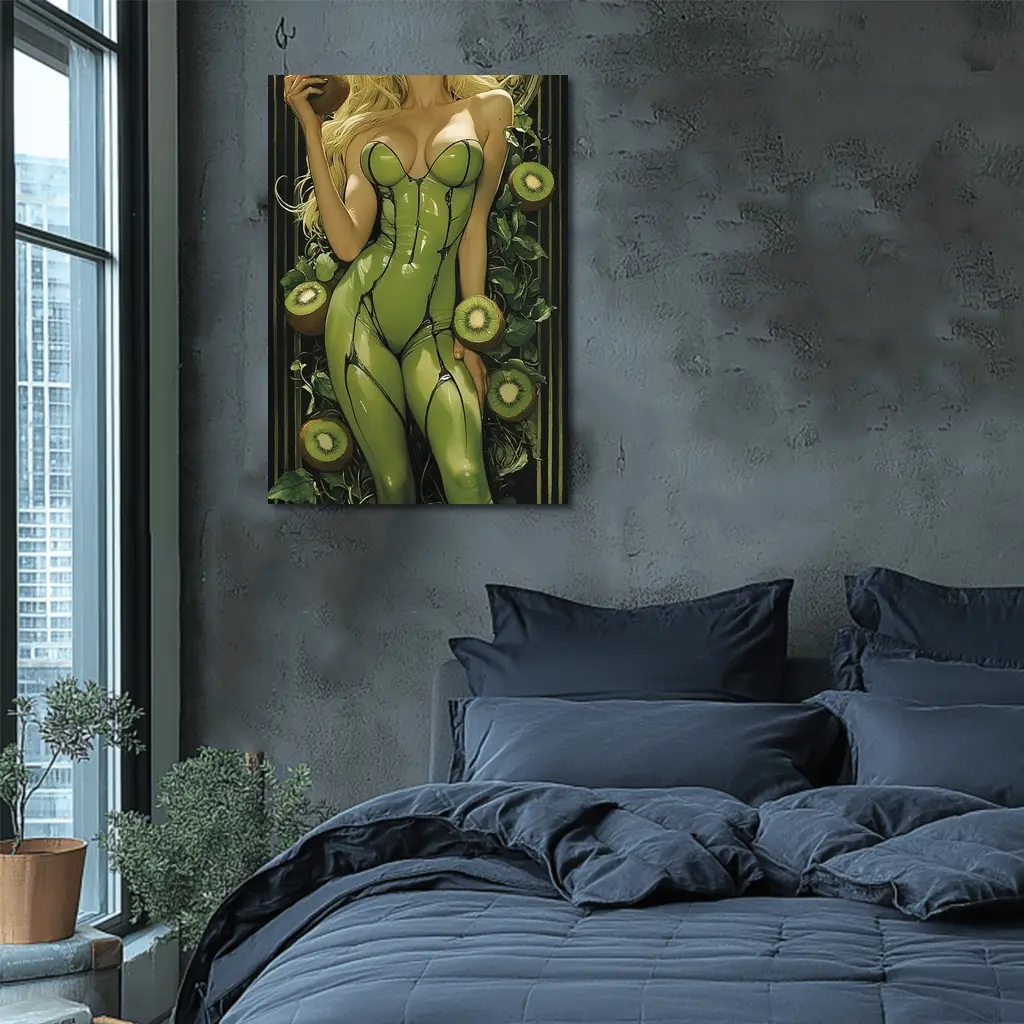 Art Nouveau Blonde Woman Kiwi Green Suit – Wall Art