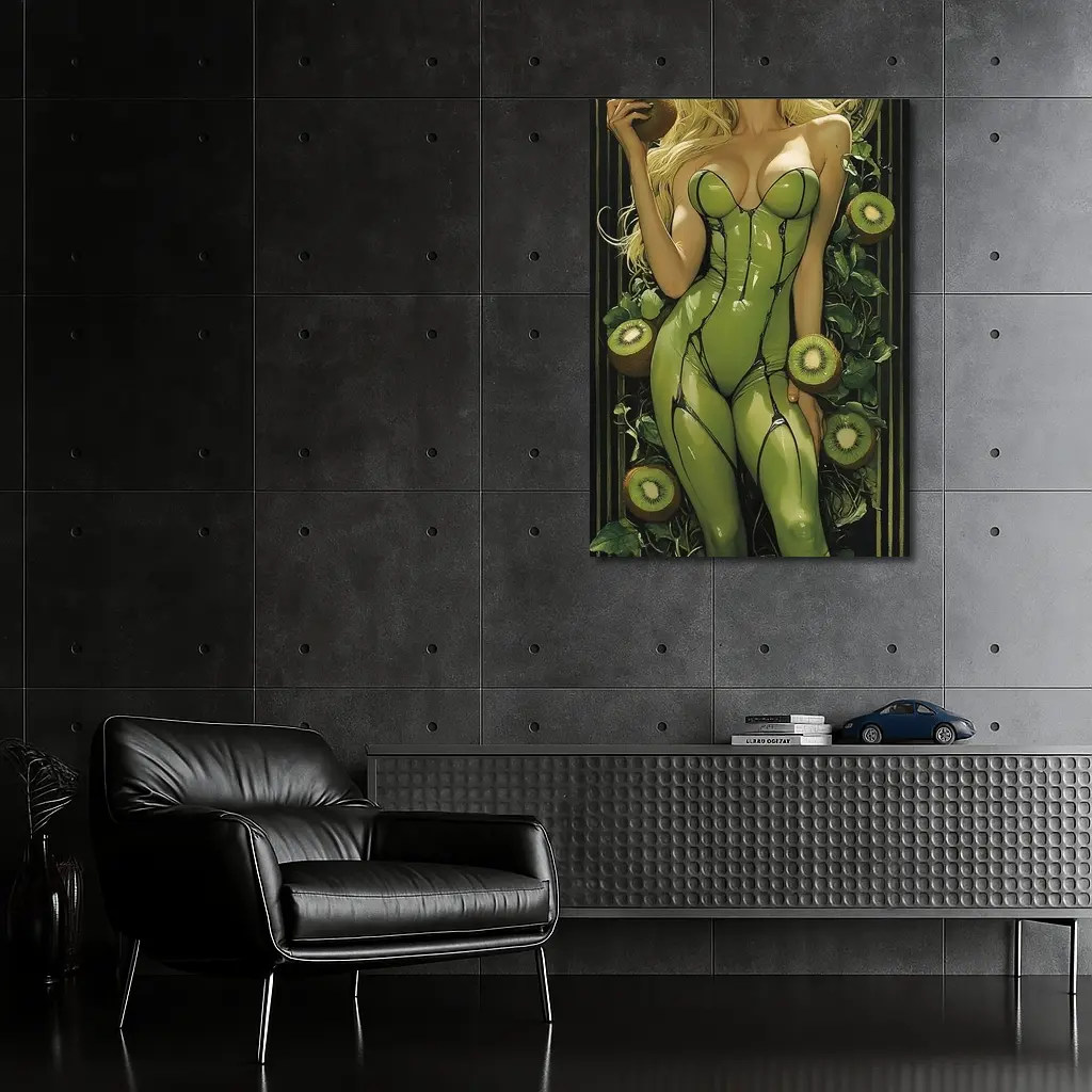 Art Nouveau Blonde Woman Kiwi Green Suit – Wall Art