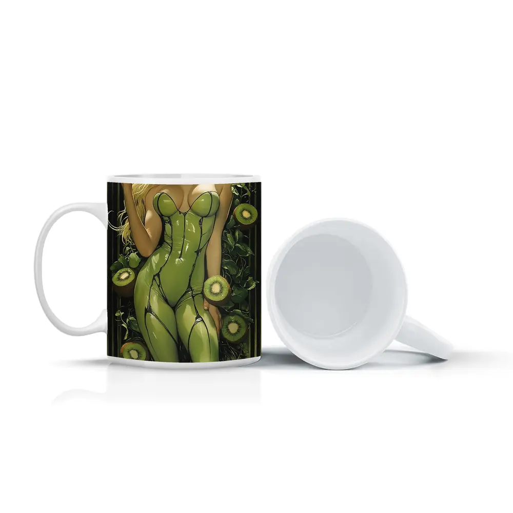 Art Nouveau Blonde Woman Kiwi Green Suit – Mugs