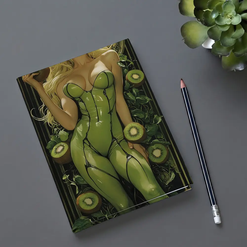 Art Nouveau Blonde Woman Kiwi Green Suit – Notebooks