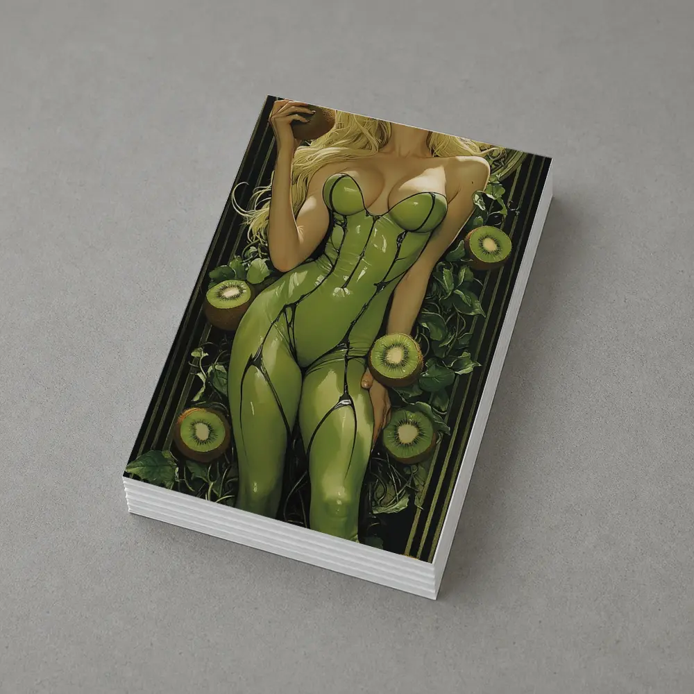 Art Nouveau Blonde Woman Kiwi Green Suit – Postcards