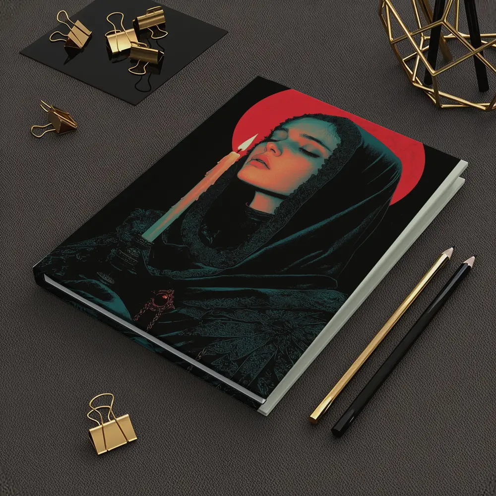 Dark Gothic Woman Candle Red Halo – Notebooks
