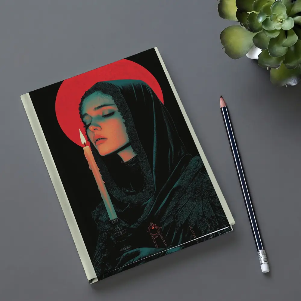 Dark Gothic Woman Candle Red Halo – Notebooks