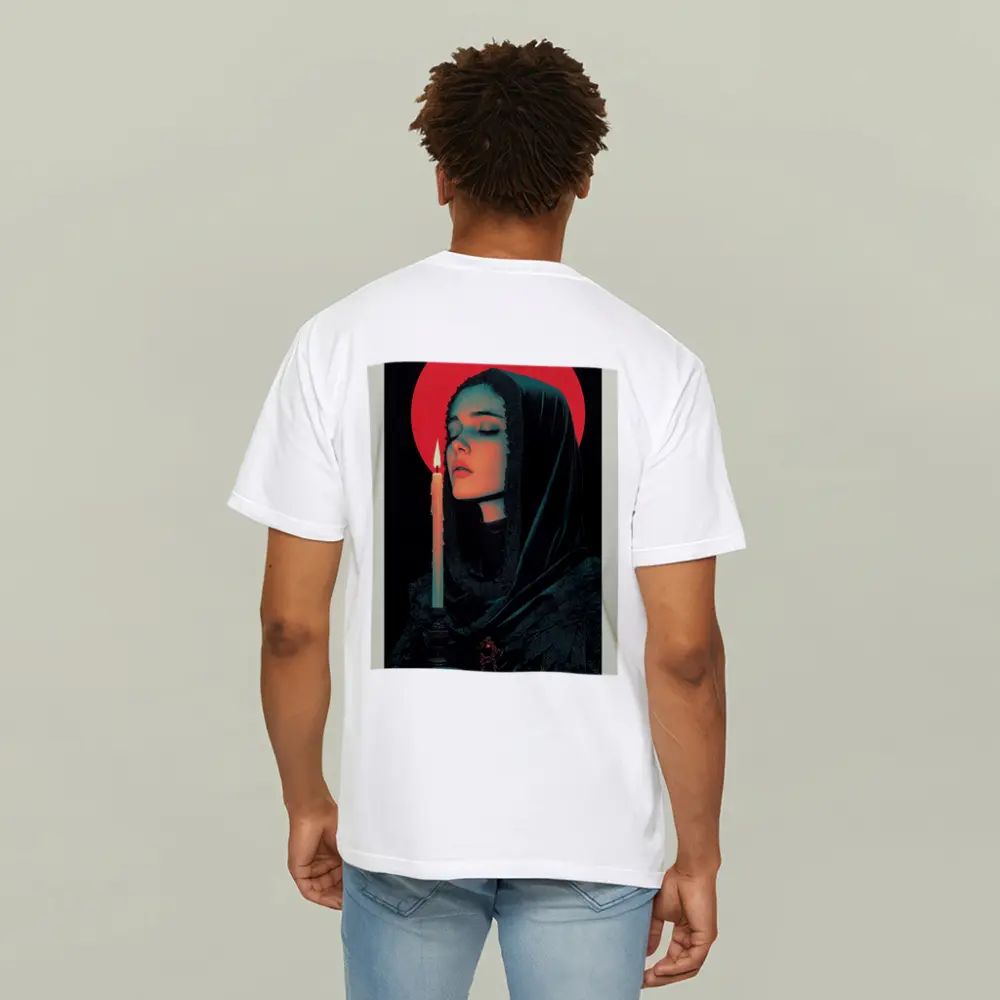 Dark Gothic Woman Candle Red Halo – T-Shirts