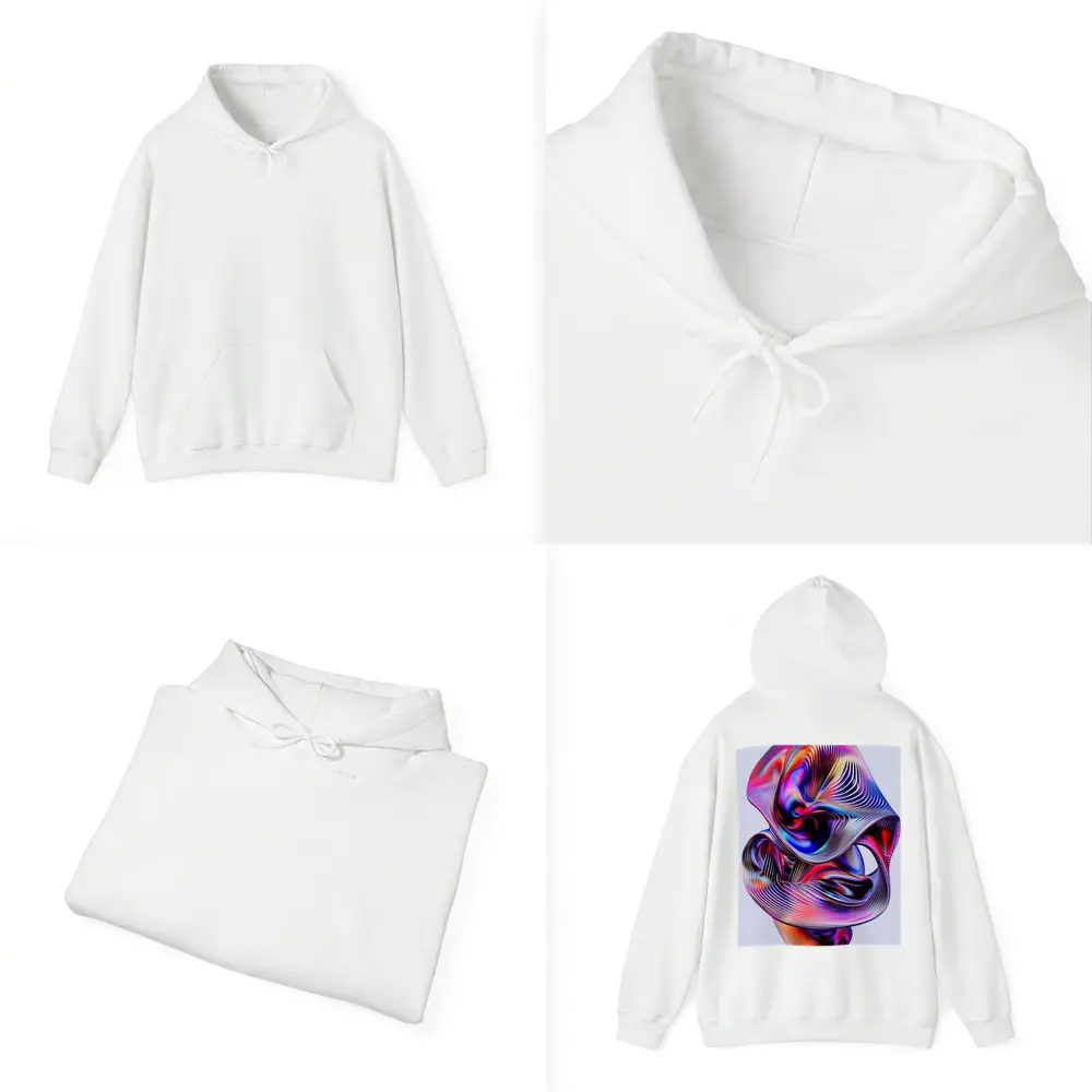 Iridescent Abstract Fluid Sculpture On Gray – Hoodies