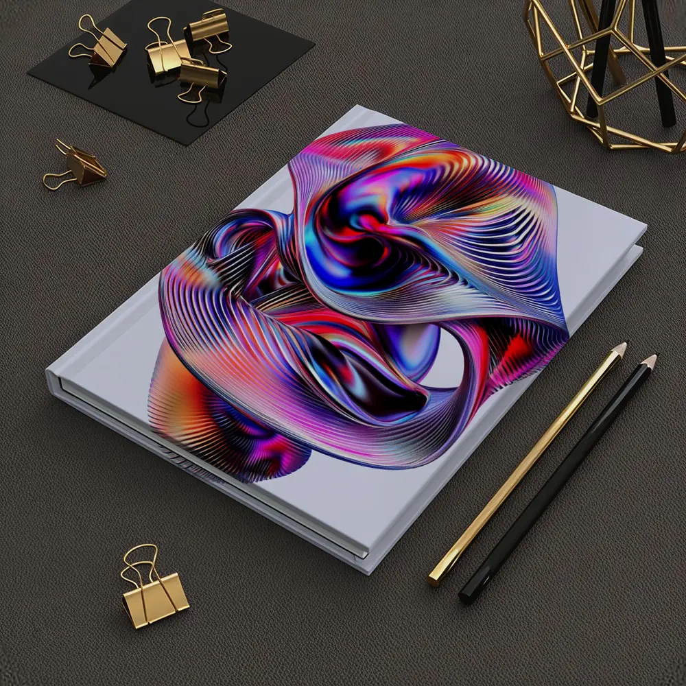 Iridescent Abstract Fluid Sculpture On Gray – Notebooks