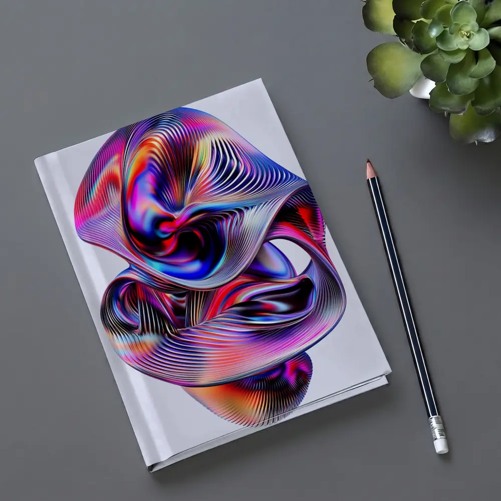 Iridescent Abstract Fluid Sculpture On Gray – Notebooks