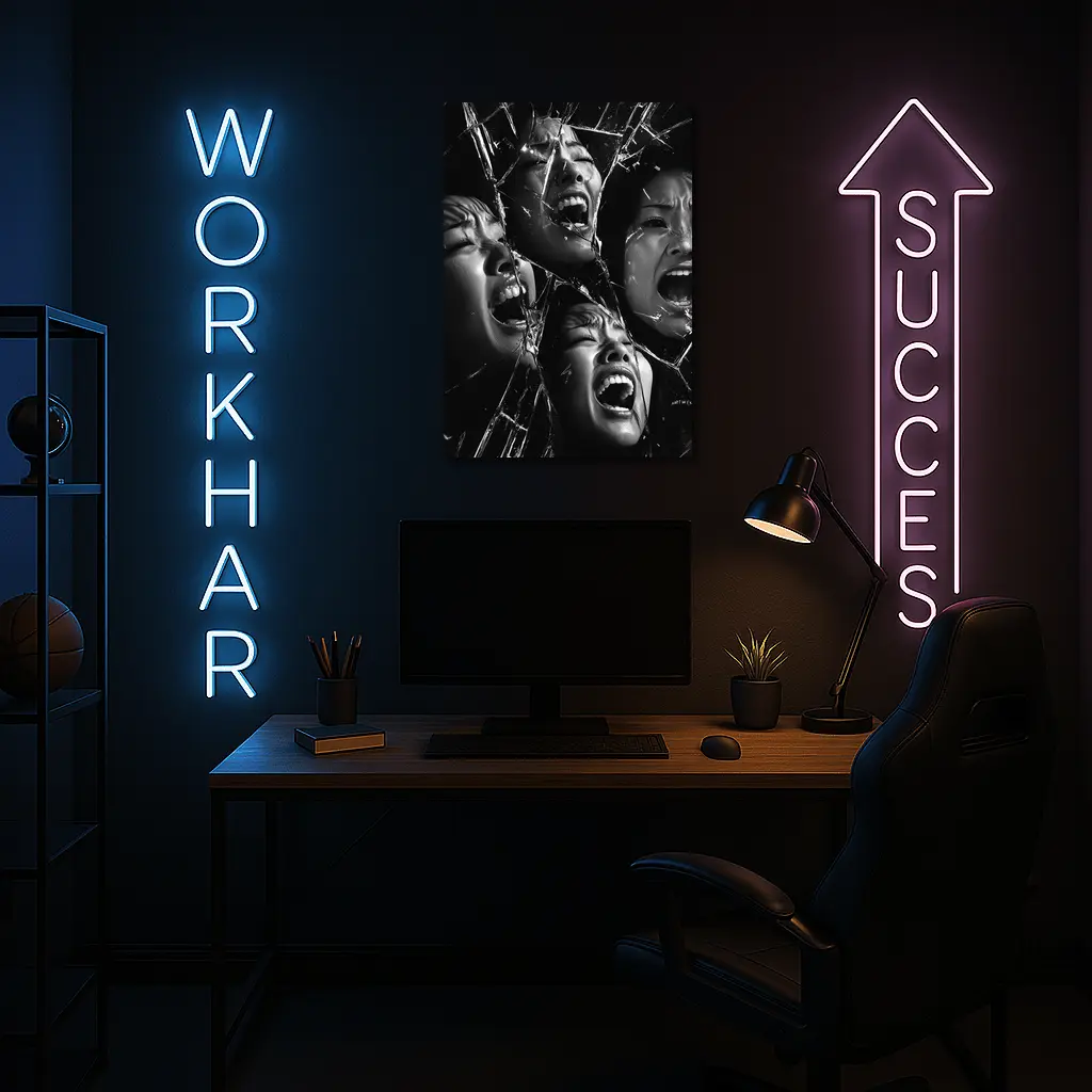 Black White Women Screaming Broken Mirror – Wall Art