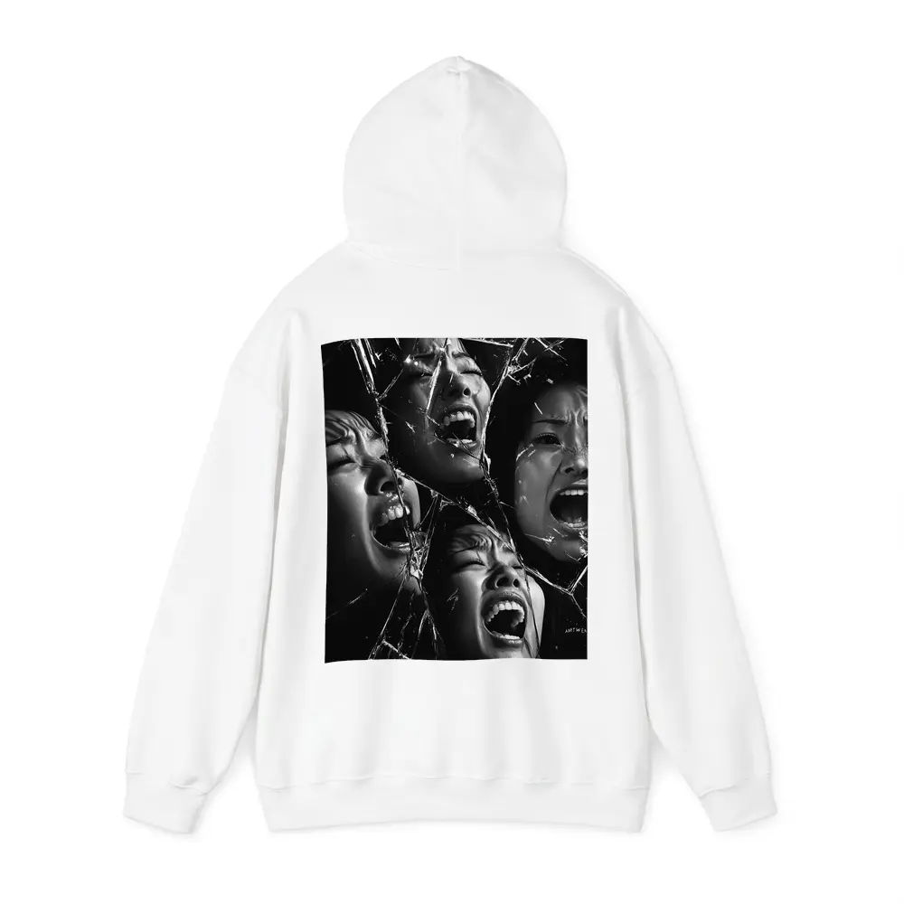 Black White Women Screaming Broken Mirror – Hoodies