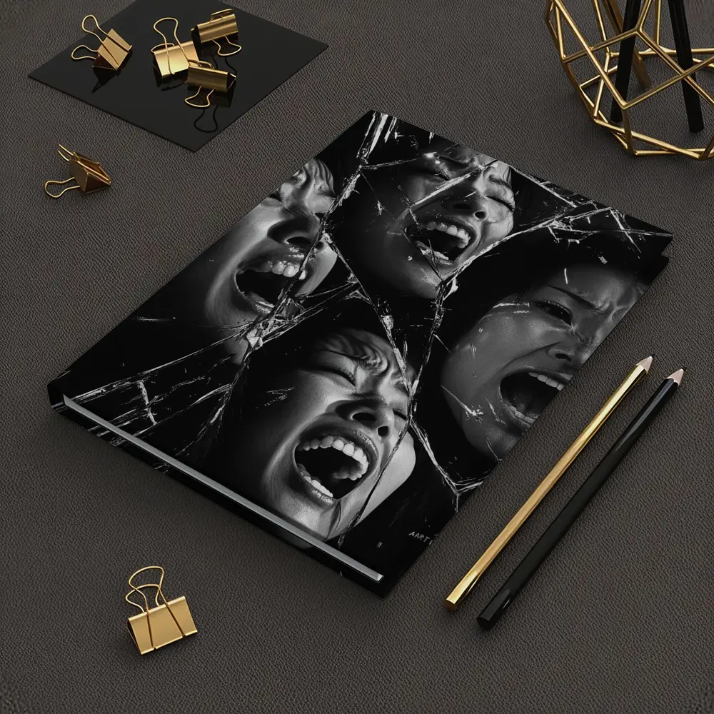 Black White Women Screaming Broken Mirror – Notebooks
