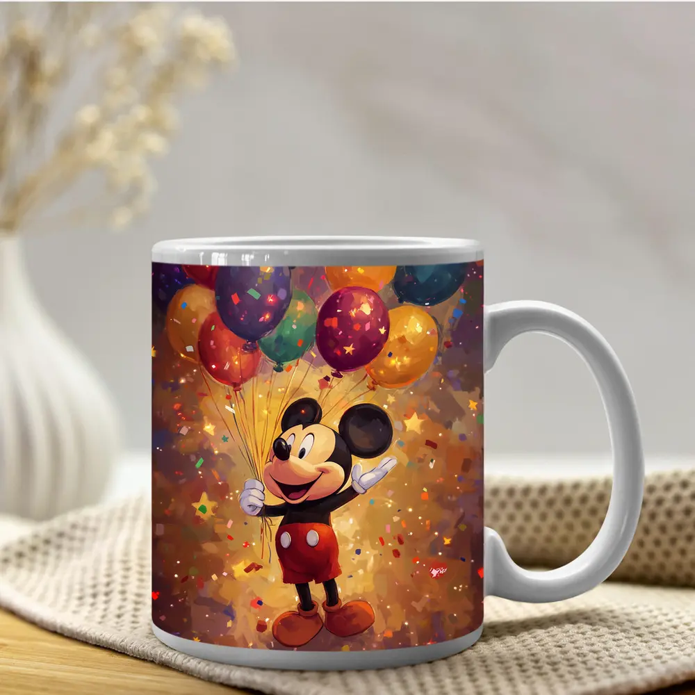 Mickey Mouse Balloons Confetti Celebration Art – Mugs