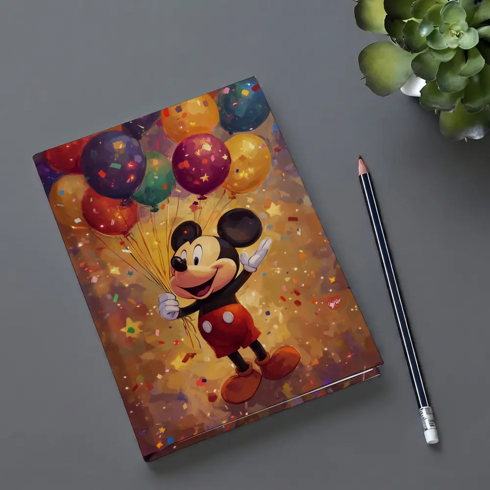 Mickey Mouse Balloons Confetti Celebration Art – Notebooks