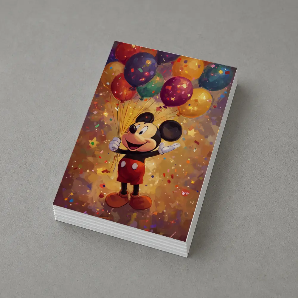 Mickey Mouse Balloons Confetti Celebration Art – Postcards