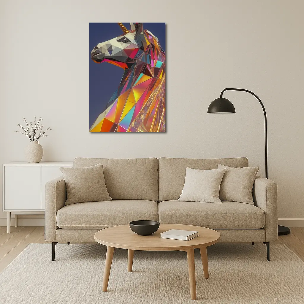 Low Poly Unicorn Rainbow Geometric Art – Wall Art