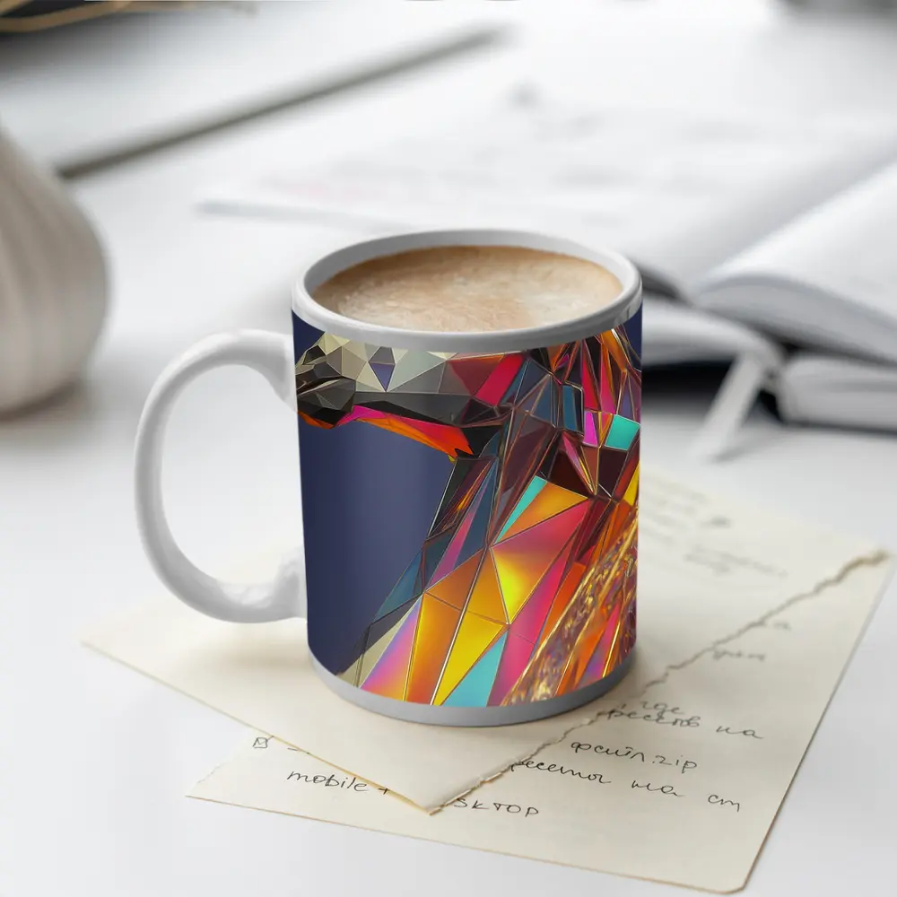 Low Poly Unicorn Rainbow Geometric Art – Mugs