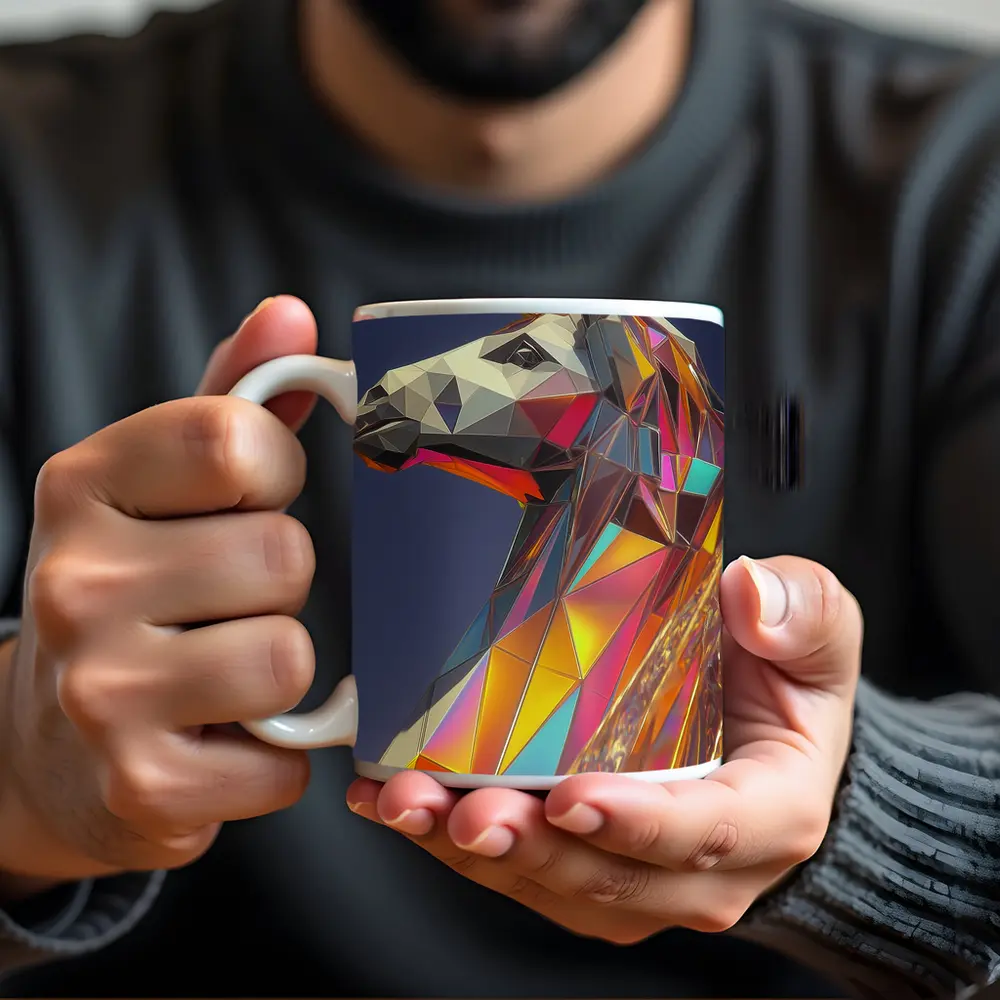 Low Poly Unicorn Rainbow Geometric Art – Mugs