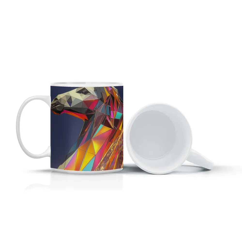 Low Poly Unicorn Rainbow Geometric Art – Mugs