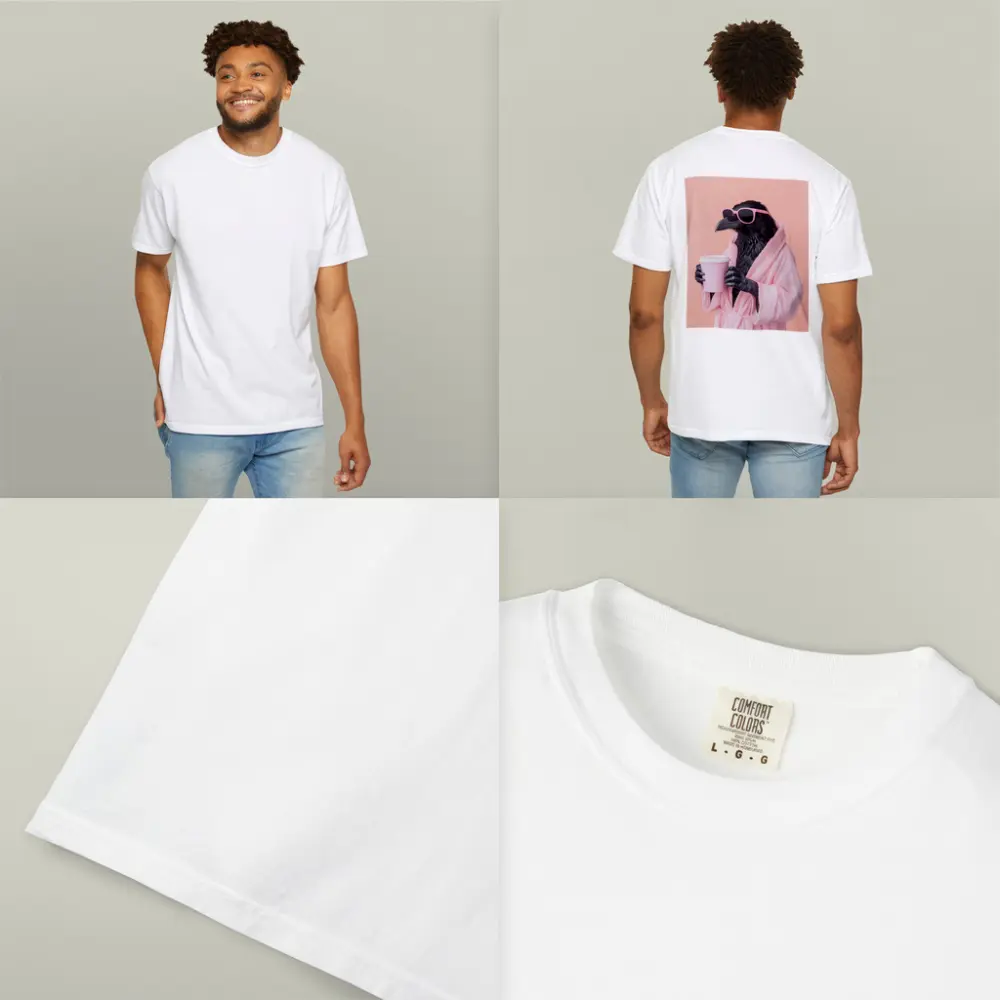 Raven In Pink Robe Holding Coffee Cup – T-Shirts