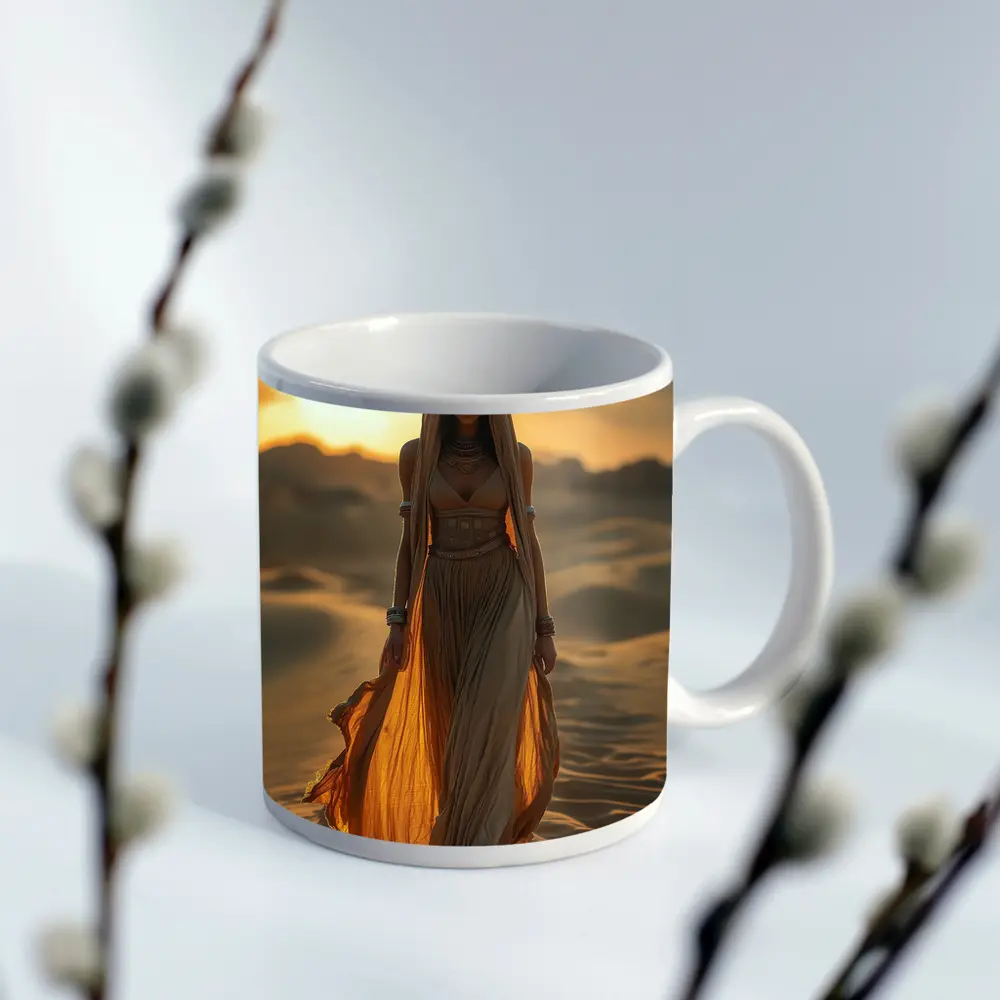 Desert Woman Golden Sand Dunes Sunset – Mugs